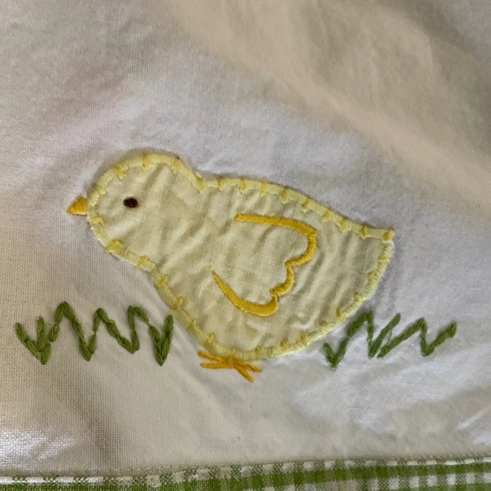 Pottery Barn‎ Easter Bunny Table Runner Napkins Set Gingham Applique Eggs Chicks
